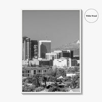 Tucson Skyline Black and White Fine Art Photo Print, Arizona Wall Poster, USA City