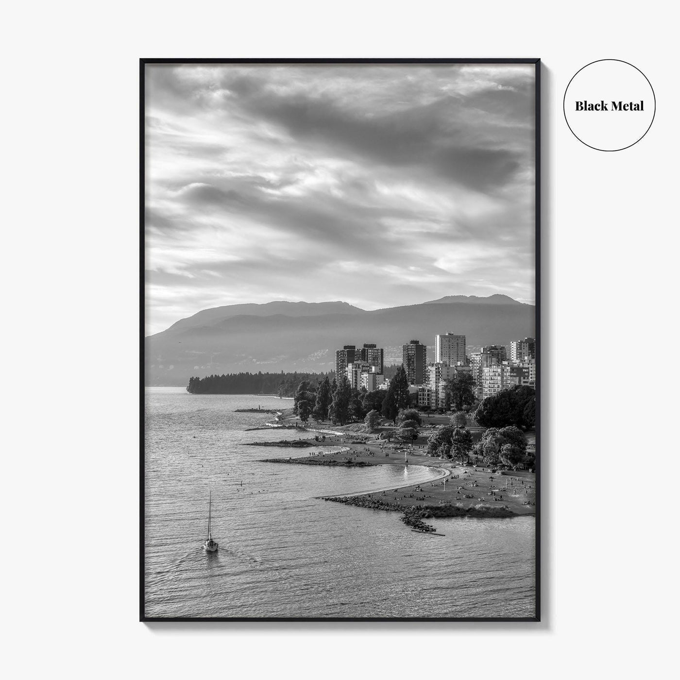 Vancouver Skyline Black and White Fine Art Photo Print, False Creek Poster, Canada Poster