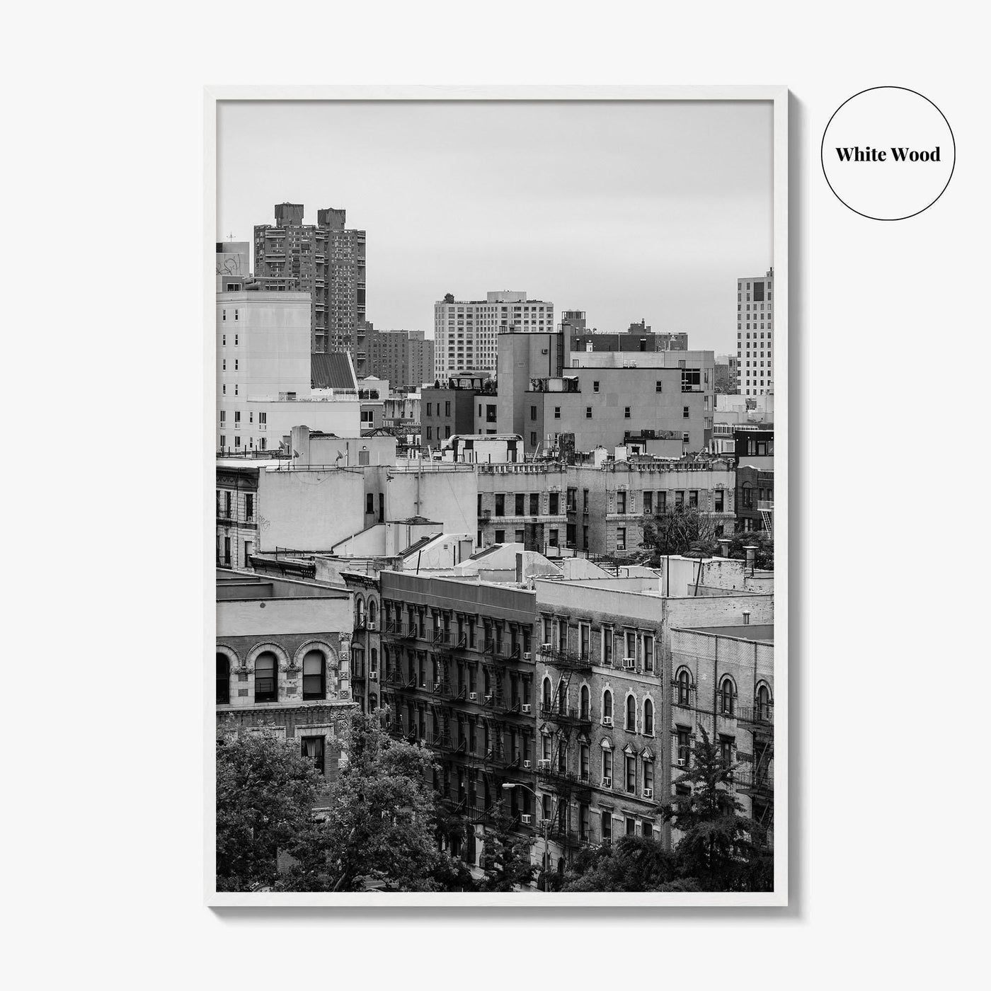 Harlem Skyline Black and White Fine Art Photo Print, Manhattan NYC Wall Decor Poster