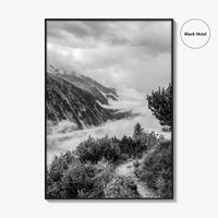 Schlegeis Lake Black and White Fine Art Photo Print, Zillertal Alps Mayrhofen Tyrol Poster