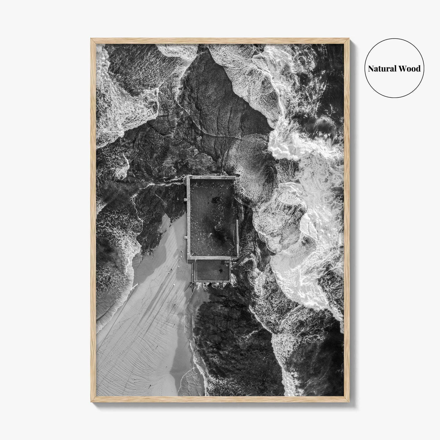Mona Vale Rock Pool Black and White Fine Art Photo Print, Sydney Australia Poster