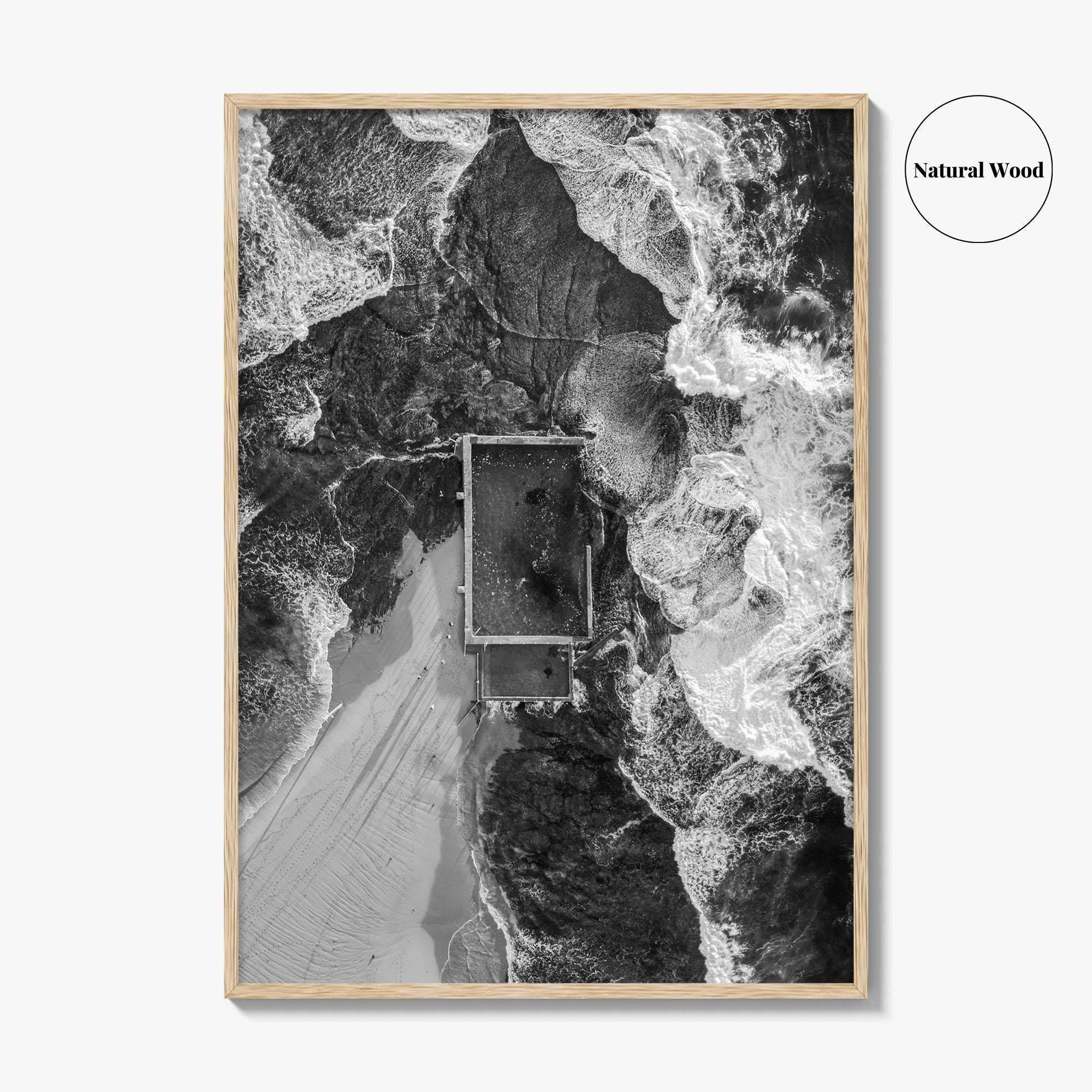 Mona Vale Rock Pool Black and White Fine Art Photo Print, Sydney Australia Poster