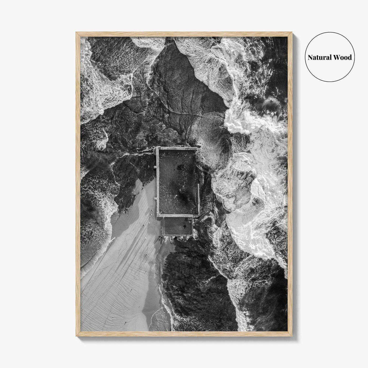 Mona Vale Rock Pool Black and White Fine Art Photo Print, Sydney Australia Poster
