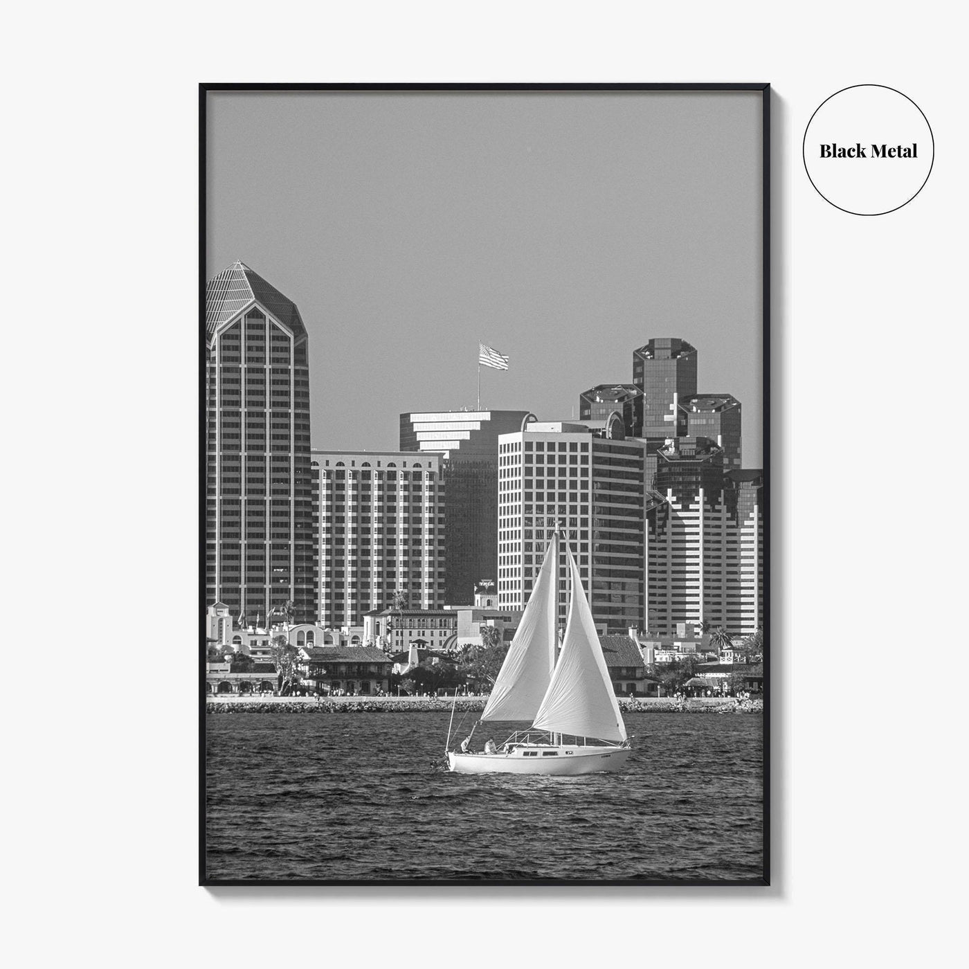 San Diego Skyline Black and White Fine Art Photo Print, Coronado California Poster