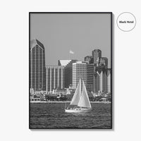 San Diego Skyline Black and White Fine Art Photo Print, Coronado California Poster