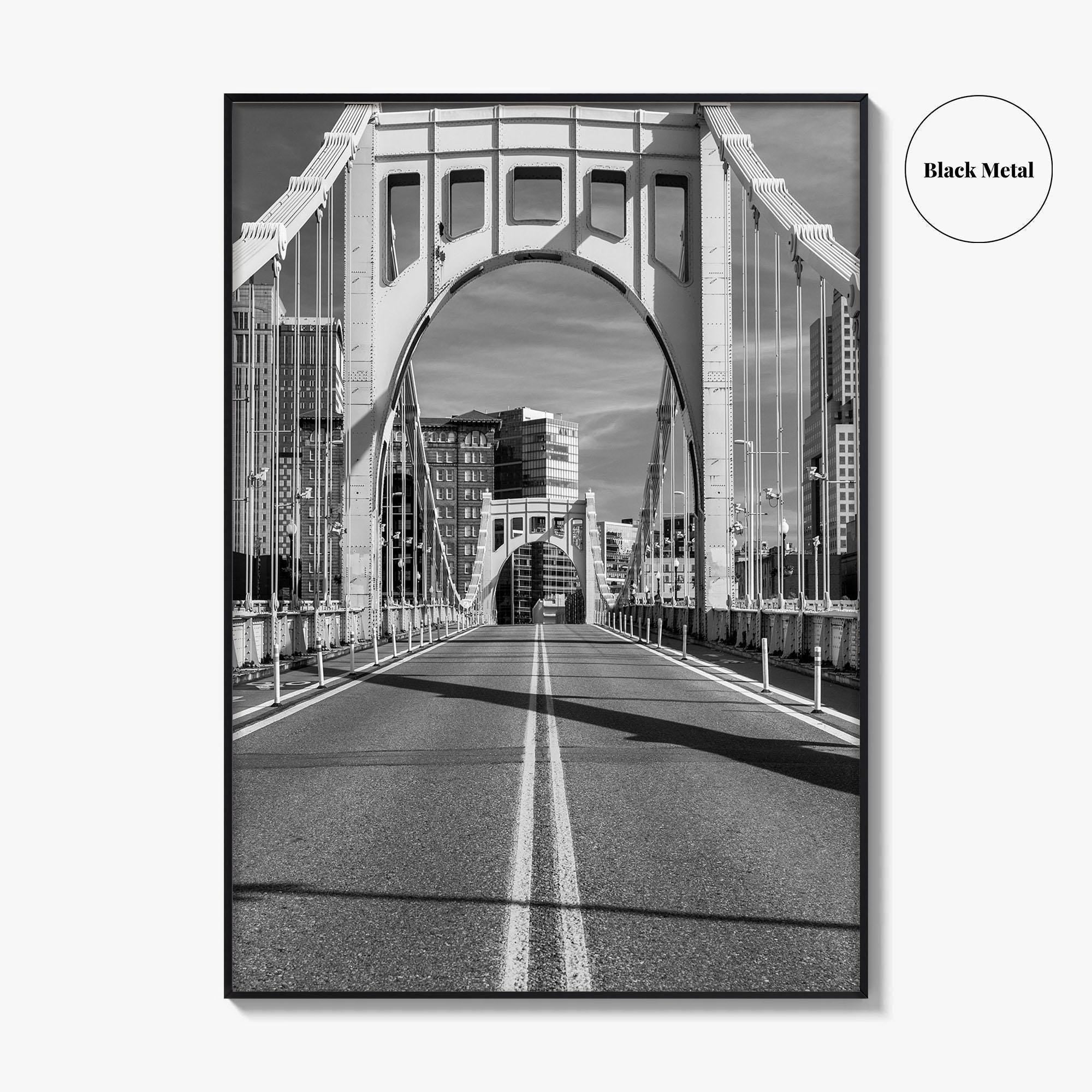 Pittsburgh Black and White Fine Art Photo Print, Roberto Clemente Bridge Poster, Pennsylvania