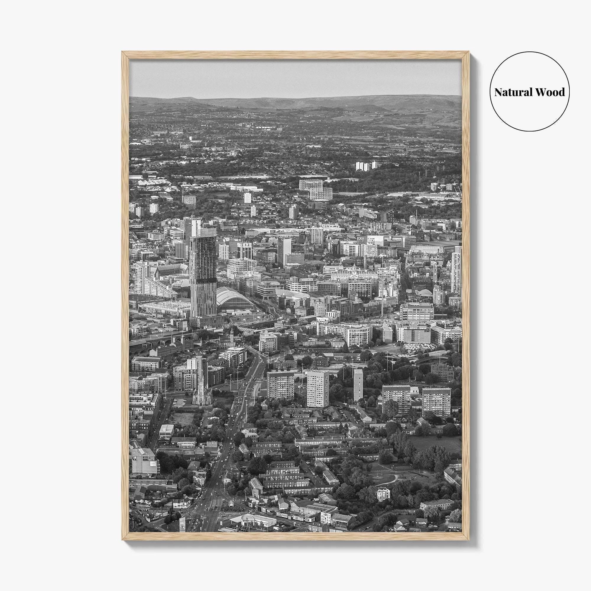 Manchester Skyline Black and White Fine Art Photo Print, England Poster