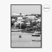 Hamilton Bermuda Black and White Fine Art Photo Print, Harbor Waterfront Wall Decor Poster