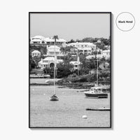 Hamilton Bermuda Black and White Fine Art Photo Print, Harbor Waterfront Wall Decor Poster
