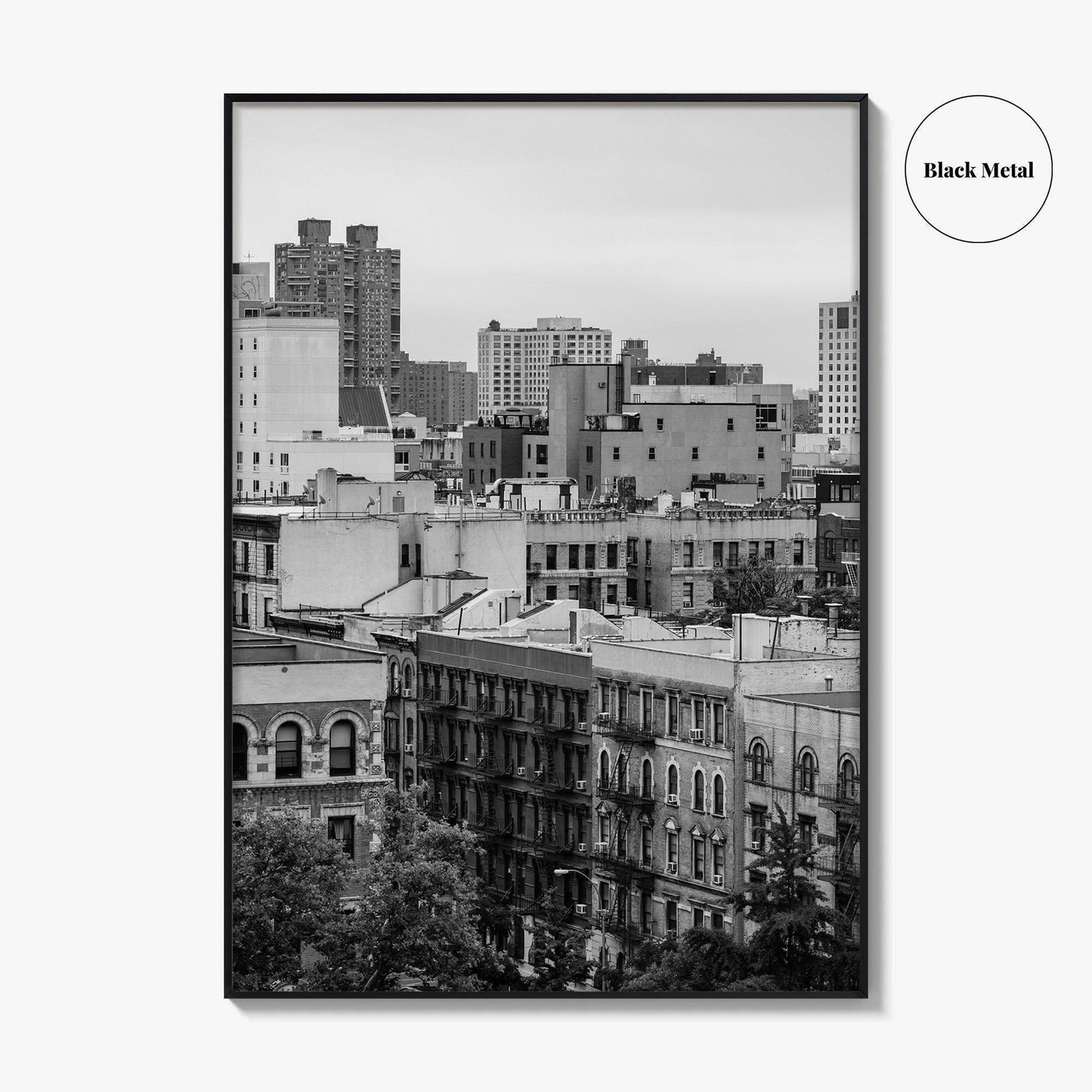 Harlem Skyline Black and White Fine Art Photo Print, Manhattan NYC Wall Decor Poster