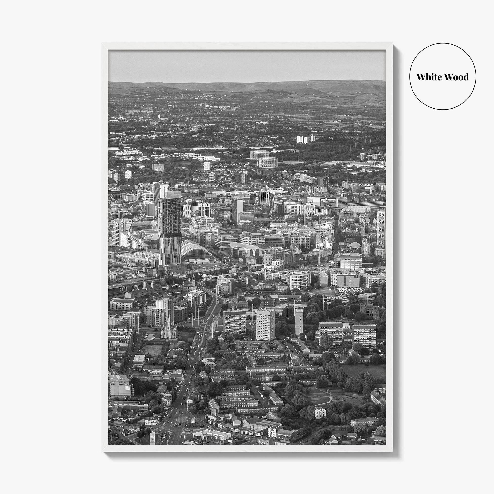 Manchester Skyline Black and White Fine Art Photo Print, England Poster