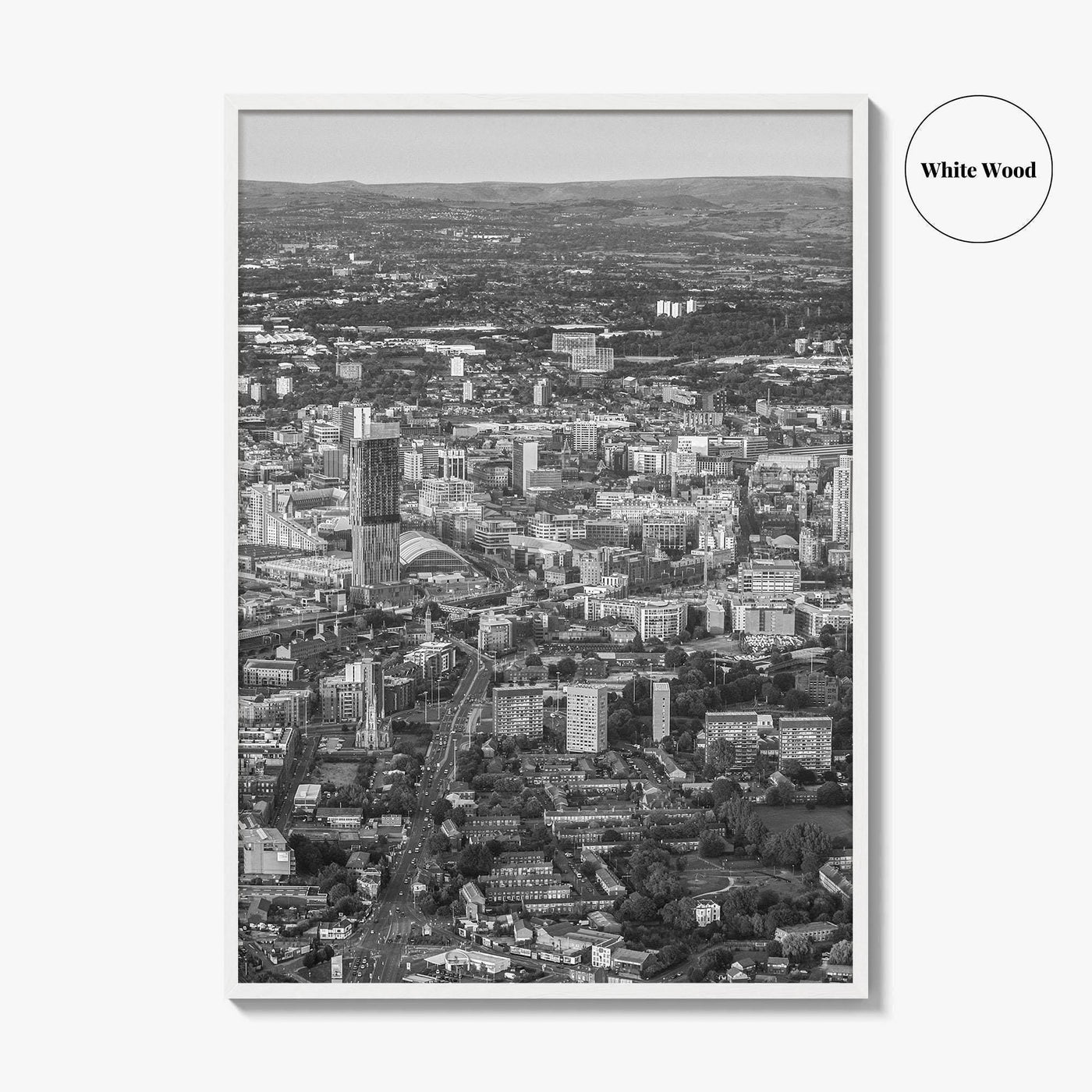 Manchester Skyline Black and White Fine Art Photo Print, England Poster