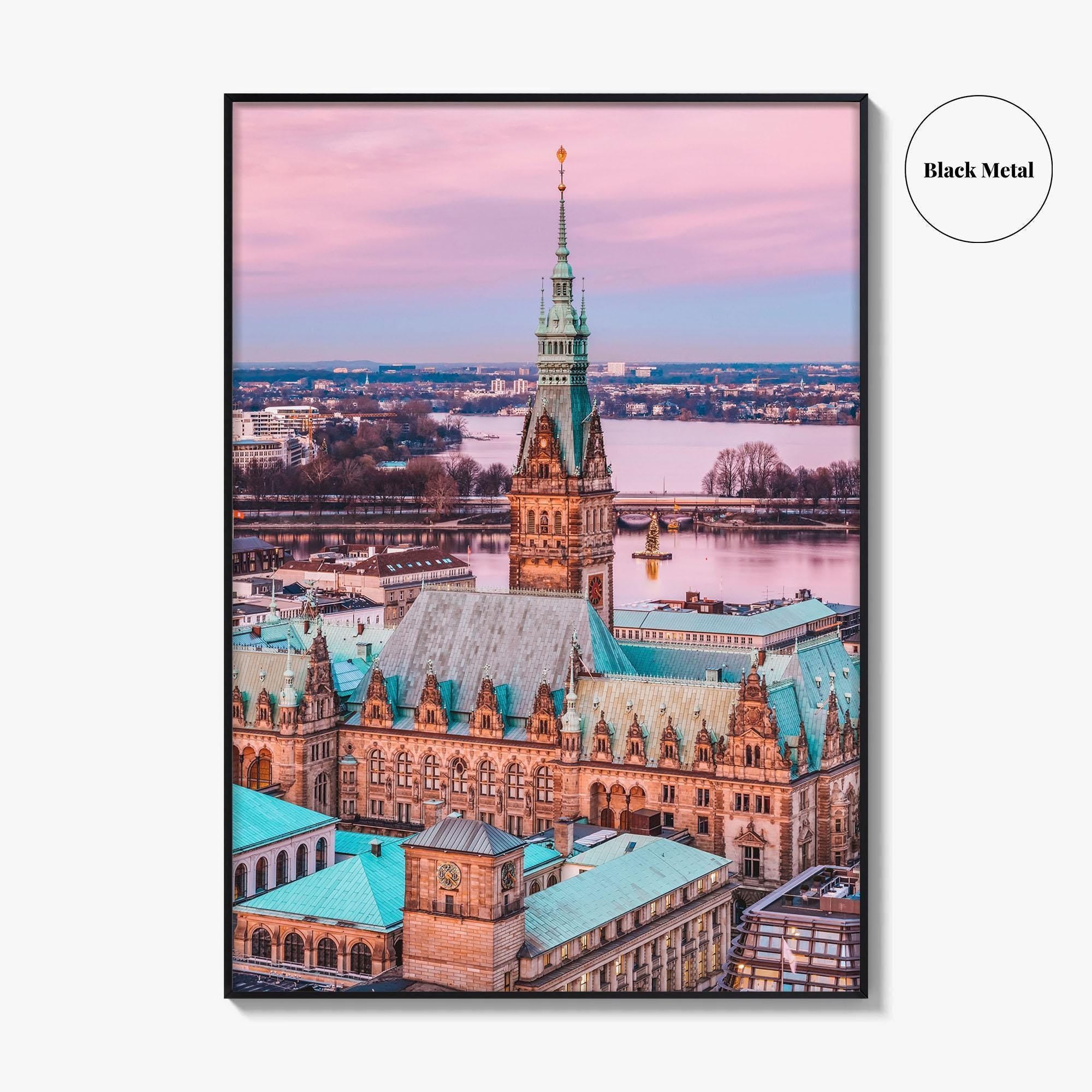 Hamburg Skyline Fine Art Photo Print, Germany, Rathaus, Alster Lake, Poster