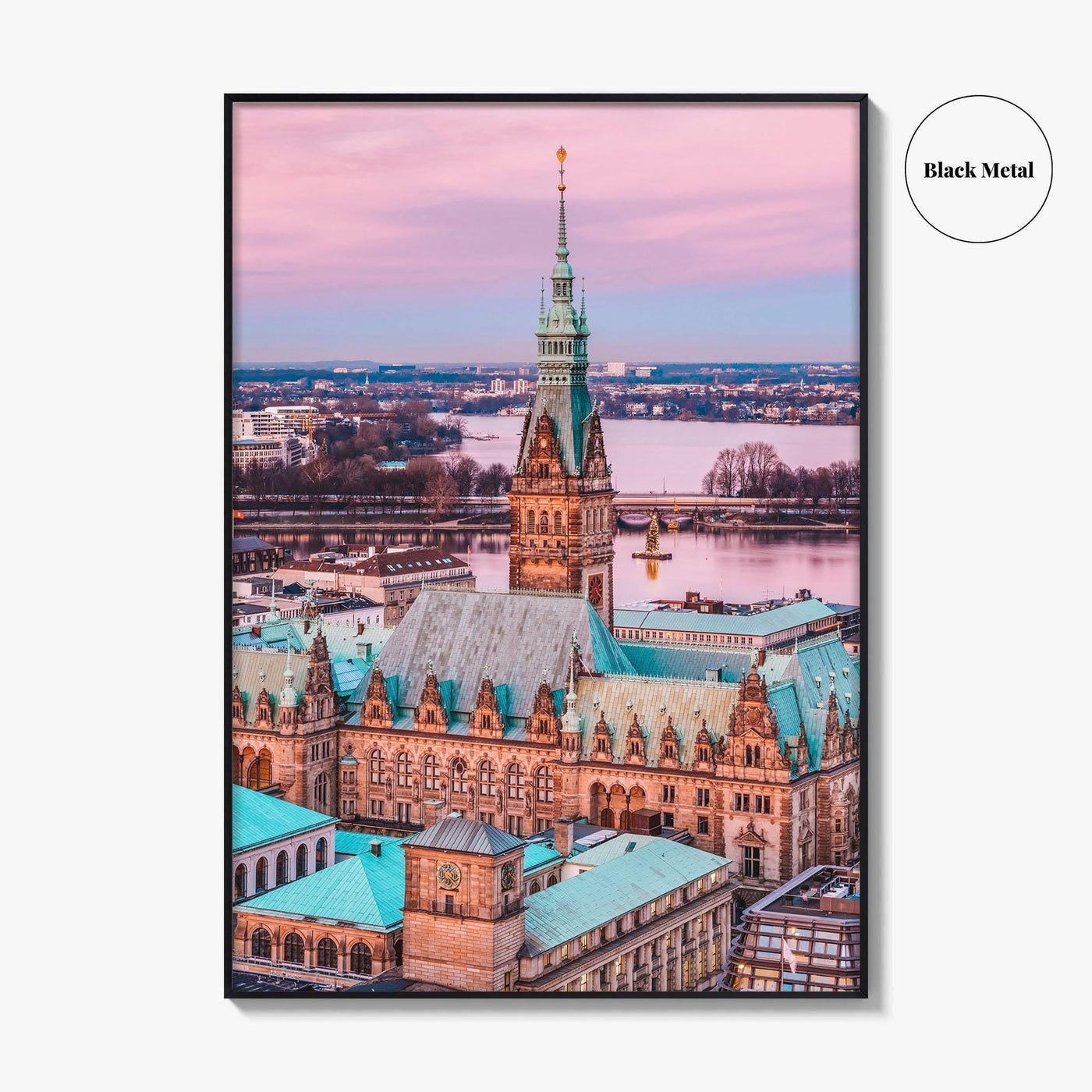 Hamburg Skyline Fine Art Photo Print, Germany, Rathaus, Alster Lake, Poster
