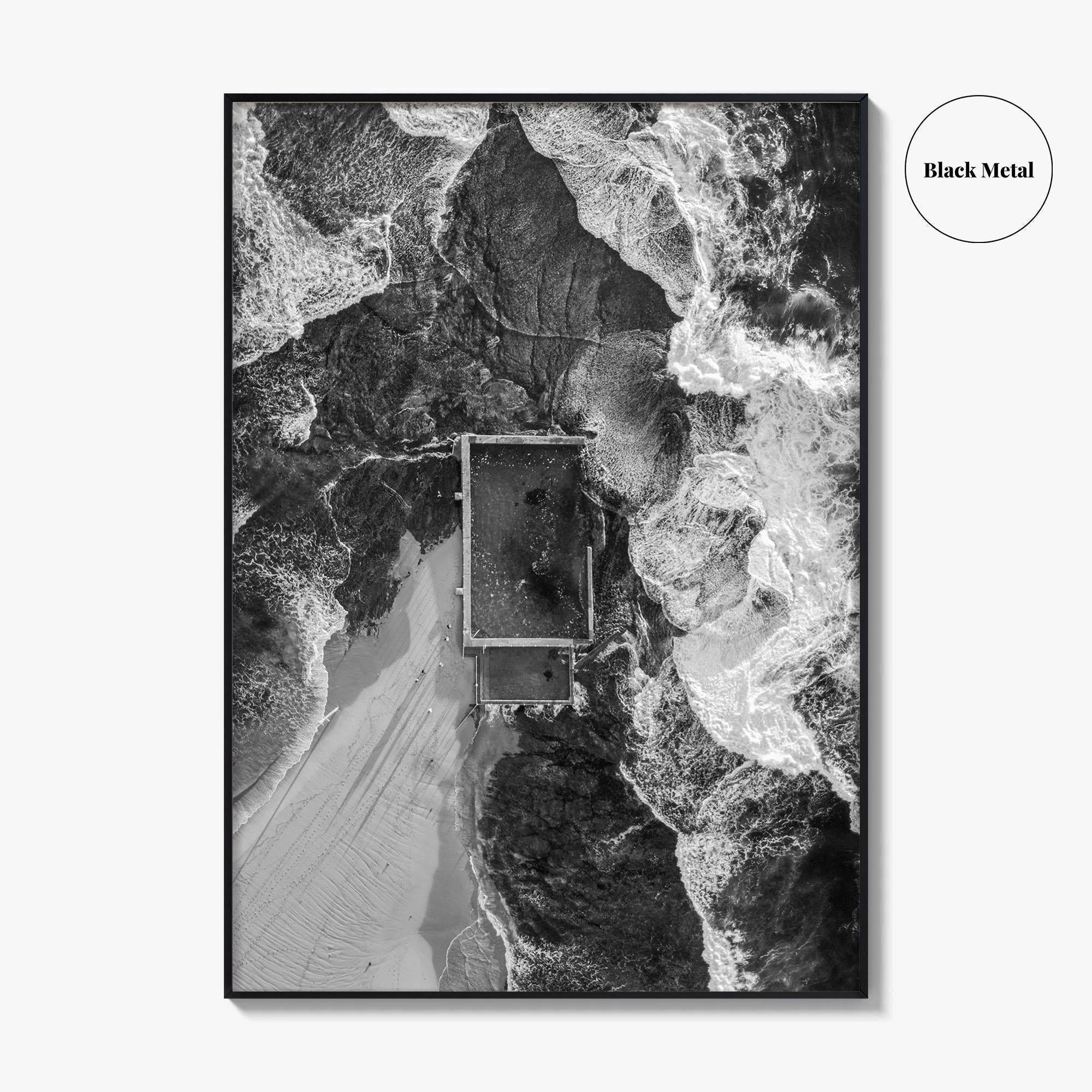 Mona Vale Rock Pool Black and White Fine Art Photo Print, Sydney Australia Poster