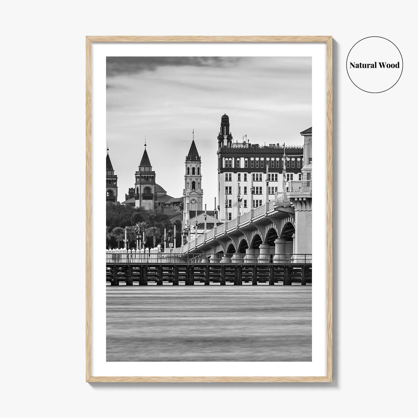 St Augustine Black and White Fine Art Photo Print, Bridge of Lions Florida Poster