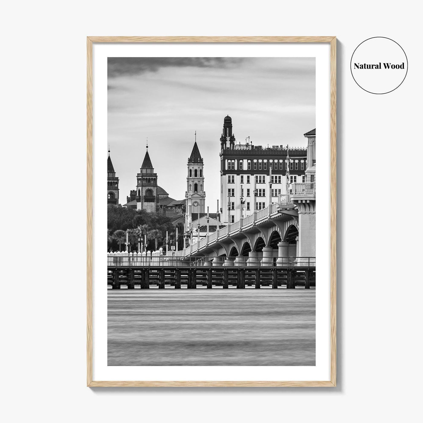 St Augustine Black and White Fine Art Photo Print, Bridge of Lions Florida Poster