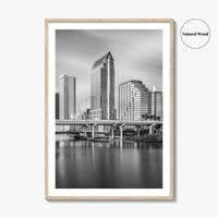 Tampa Skyline Black and White Fine Art Photo Print, Downtown, Florida, Hillsborough River, Poster