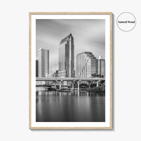 Tampa Skyline Black and White Fine Art Photo Print, Downtown, Florida, Hillsborough River, Poster