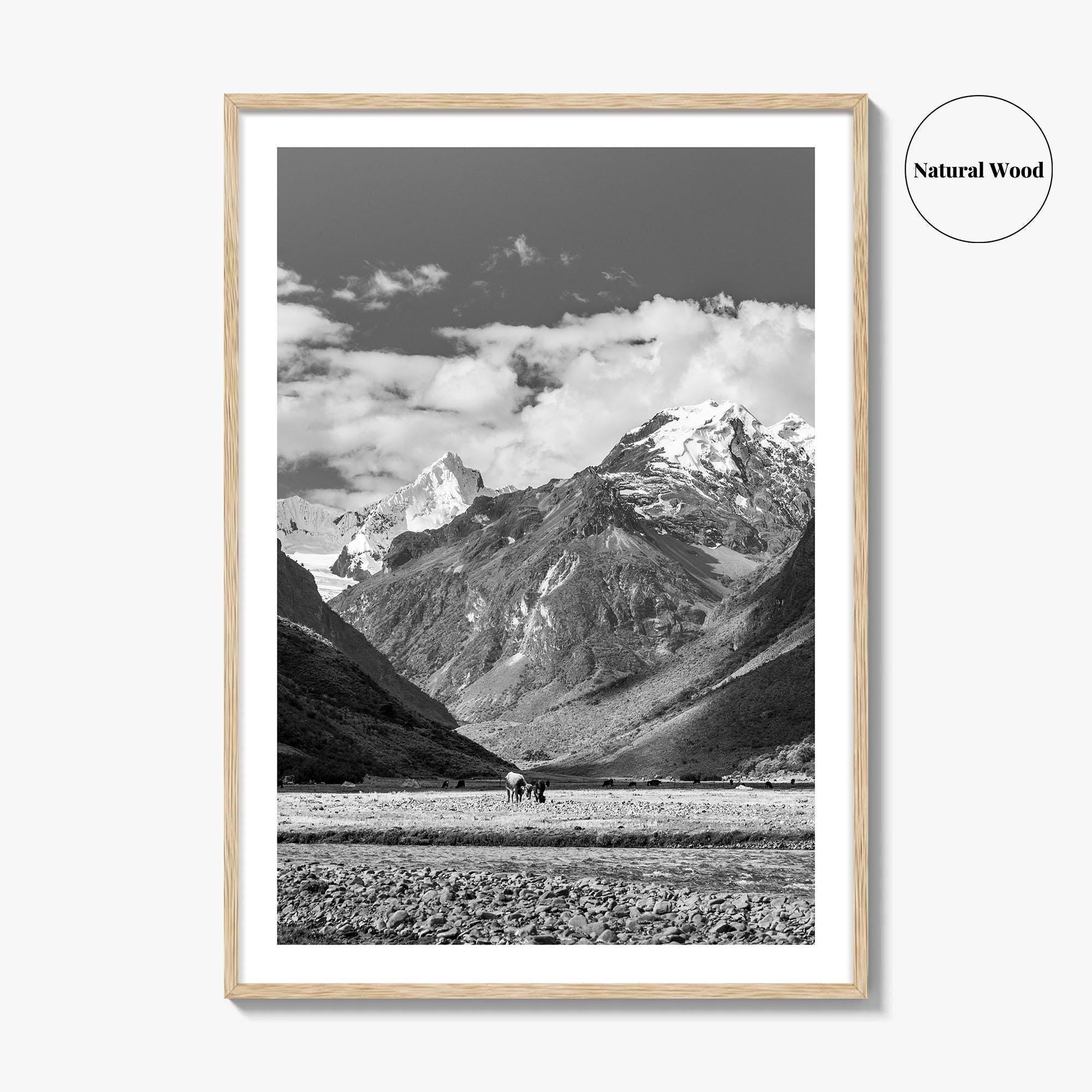 Peru Black and White Fine Art Photo Print, Andes Mountains, Cordillera Blanca Wall Poster