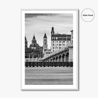 St Augustine Black and White Fine Art Photo Print, Bridge of Lions Florida Poster