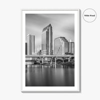 Tampa Skyline Black and White Fine Art Photo Print, Downtown, Florida, Hillsborough River, Poster