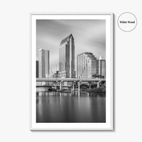 Tampa Skyline Black and White Fine Art Photo Print, Downtown, Florida, Hillsborough River, Poster