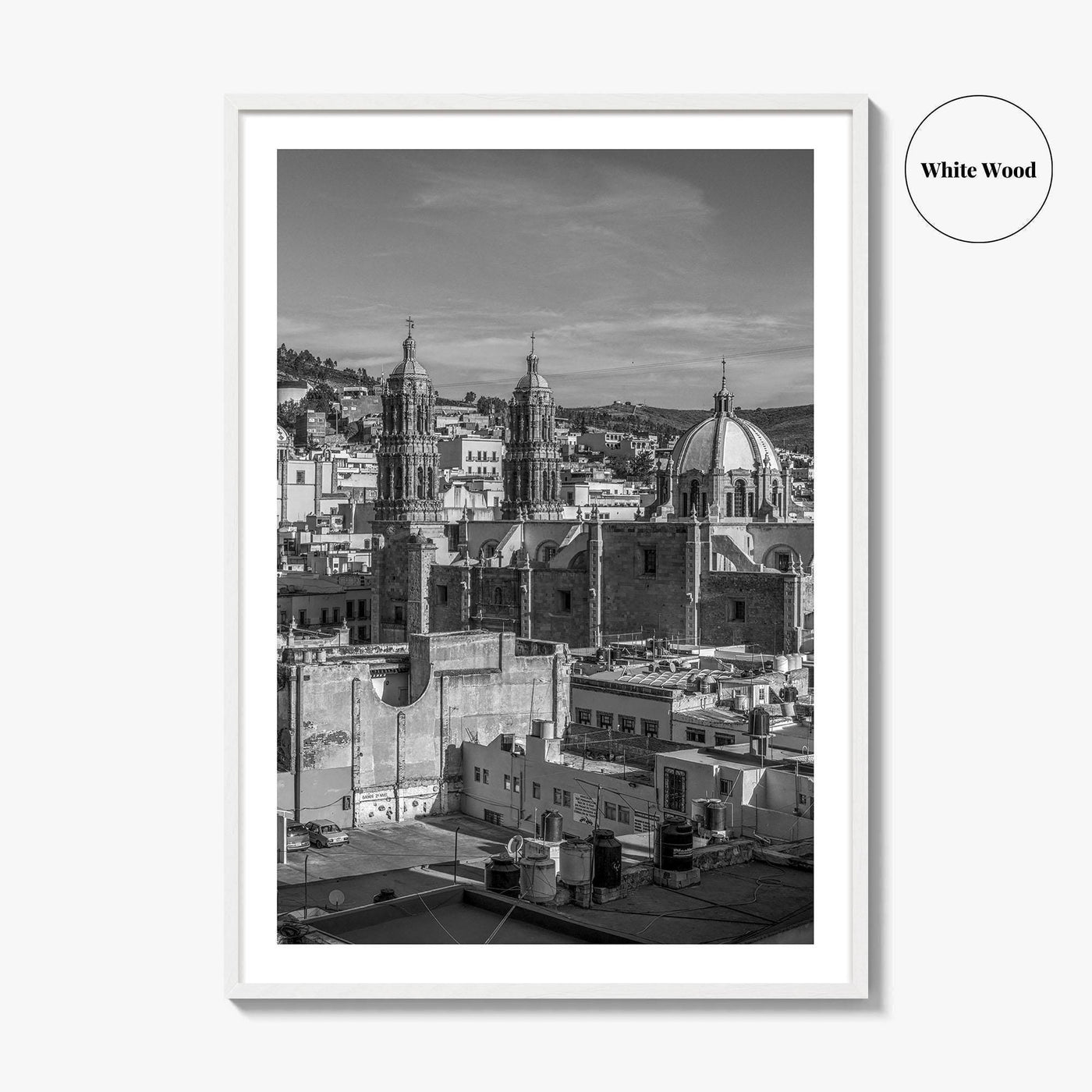 Zacatecas Black and White Fine Art Photo Print, Zacatecas City Mexico Wall Poster