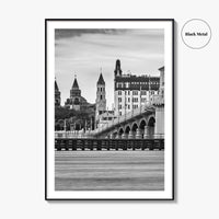 St Augustine Black and White Fine Art Photo Print, Bridge of Lions Florida Poster