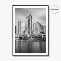 Tampa Skyline Black and White Fine Art Photo Print, Downtown, Florida, Hillsborough River, Poster