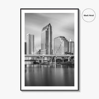 Tampa Skyline Black and White Fine Art Photo Print, Downtown, Florida, Hillsborough River, Poster