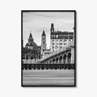 St Augustine Black and White Fine Art Photo Print, Bridge of Lions Florida Poster