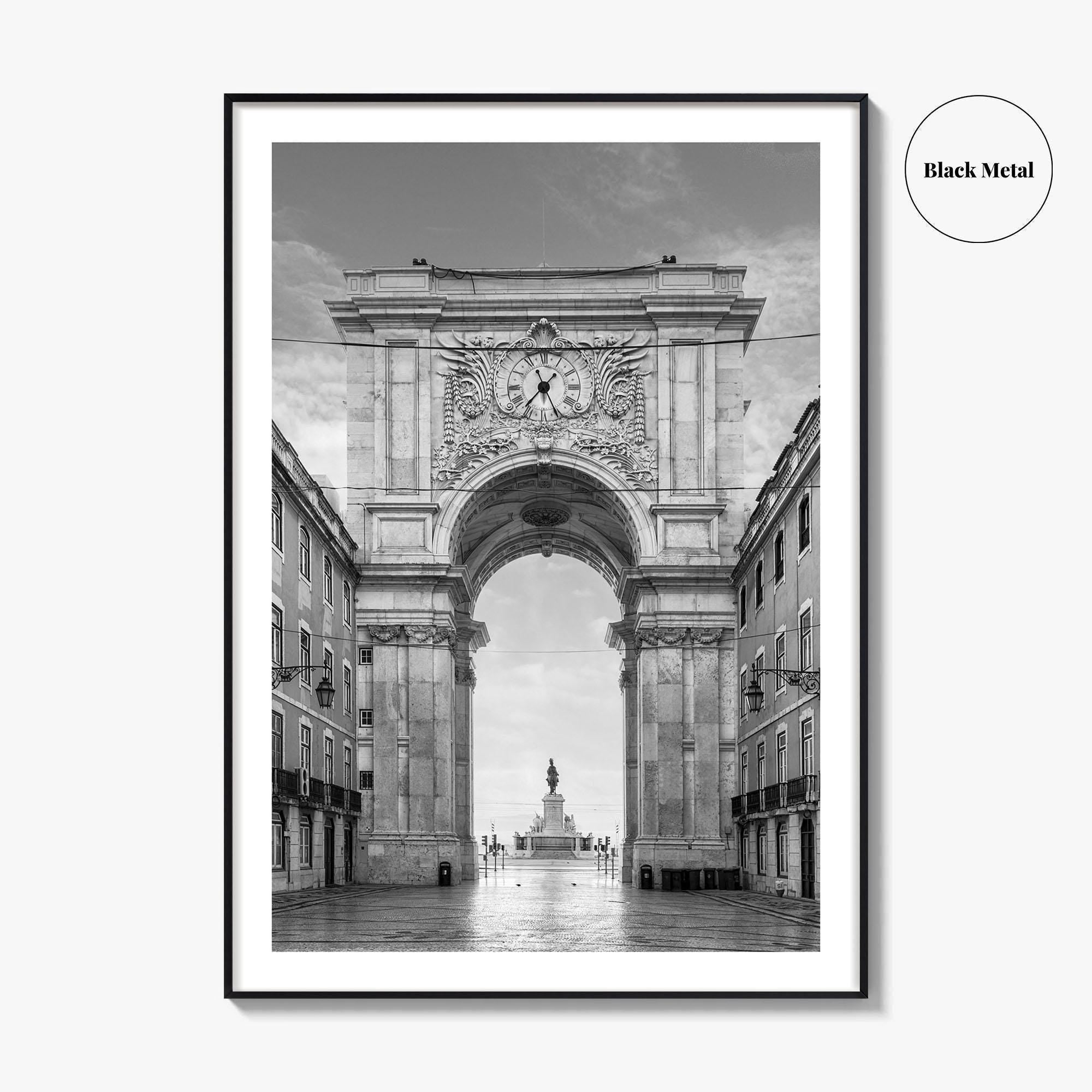 Lisbon Black and White Fine Art Photo Print, Praca do Comercio Poster, Portugal