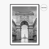 Lisbon Black and White Fine Art Photo Print, Praca do Comercio Poster, Portugal