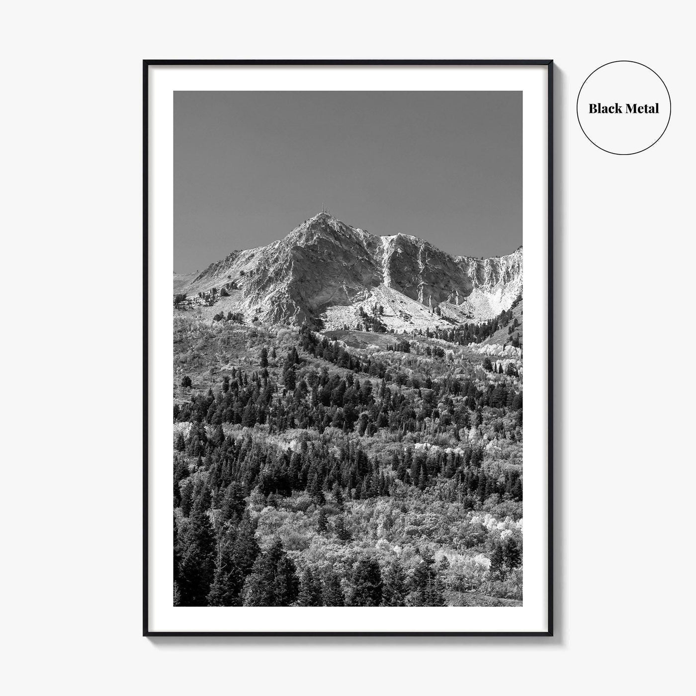 Utah Black and White Fine Art Photo Print, Snowbasin Panorama, Wasatch Range, Ogden Poster