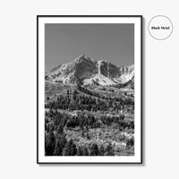 Utah Black and White Fine Art Photo Print, Snowbasin Panorama, Wasatch Range, Ogden Poster