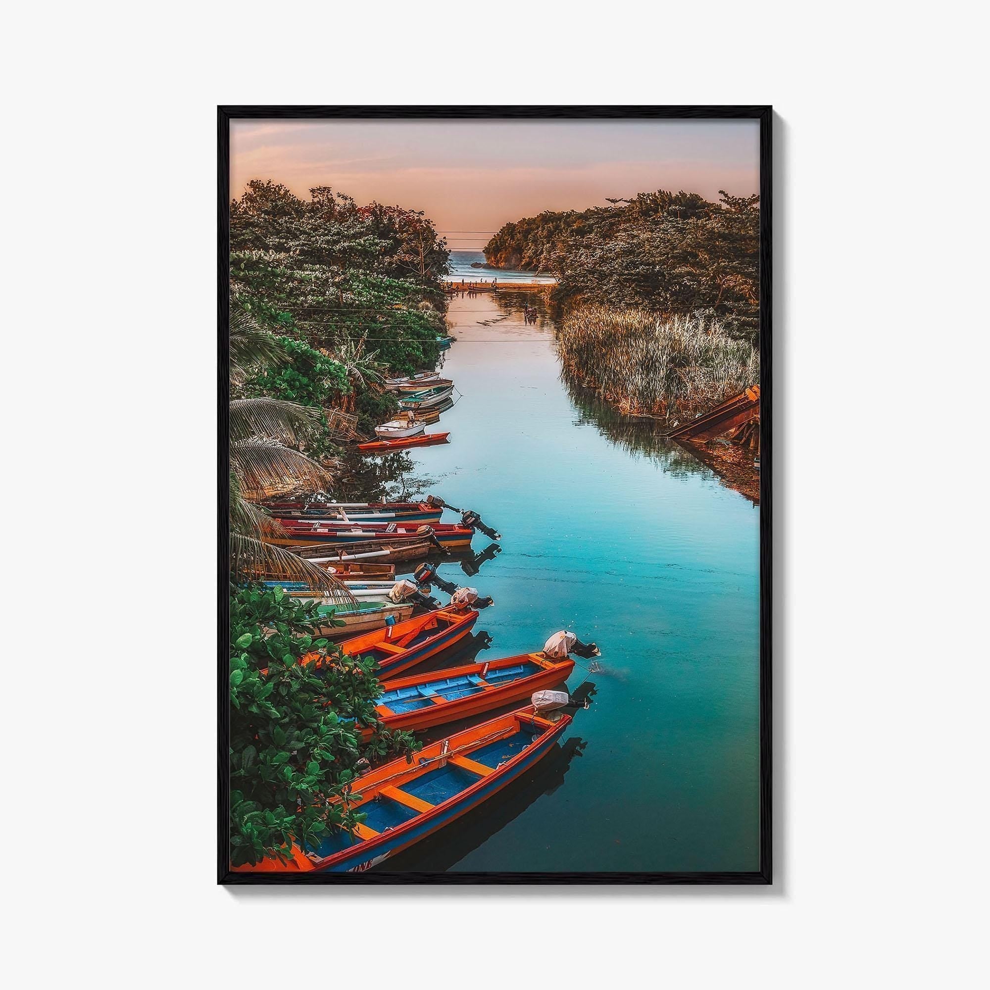 Jamaica Fine Art Photo Print, White River Boats, St Ann, Ocho Rios Wall Poster