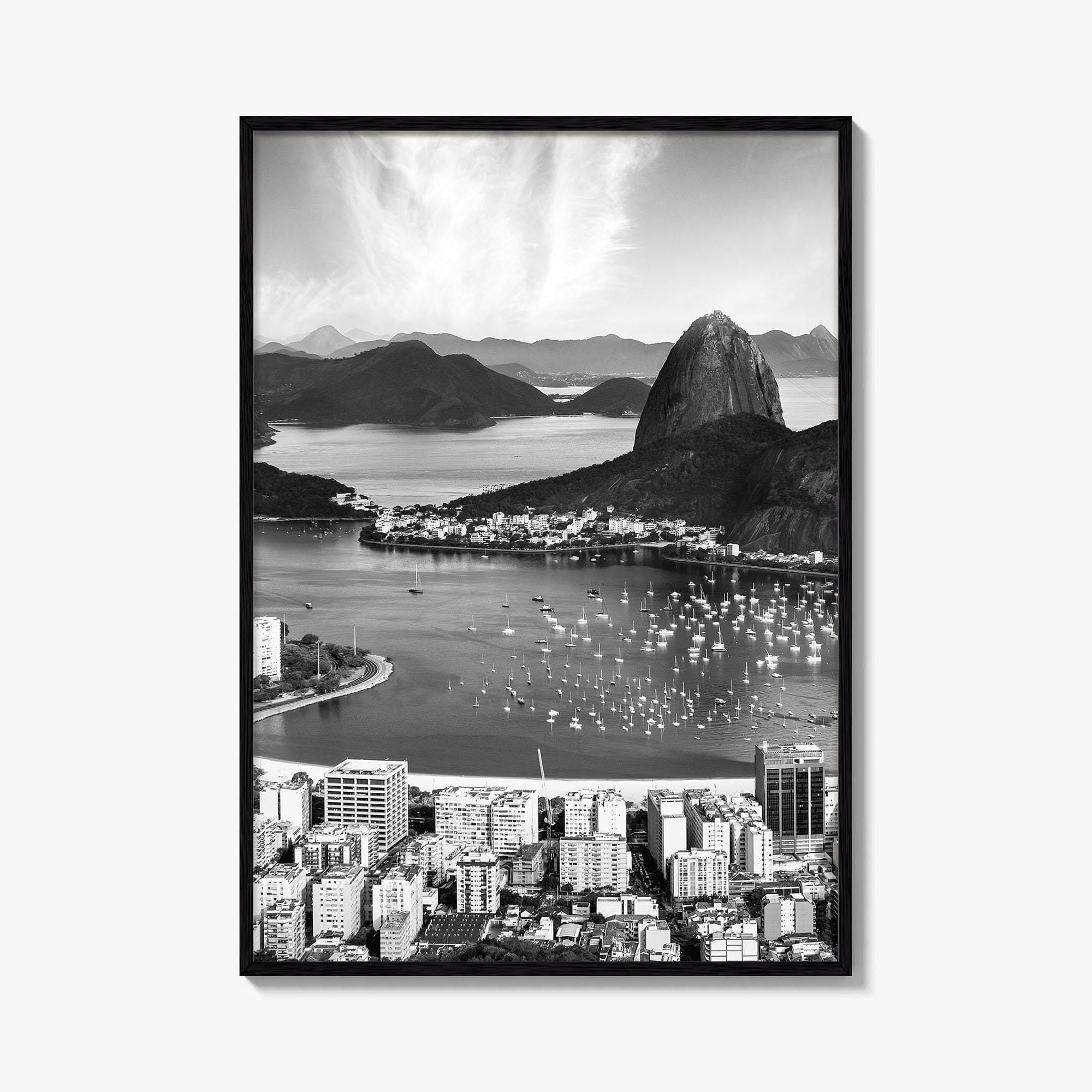 Rio de Janeiro Skyline Black and White Fine Art Photo Print, Brazil Poster