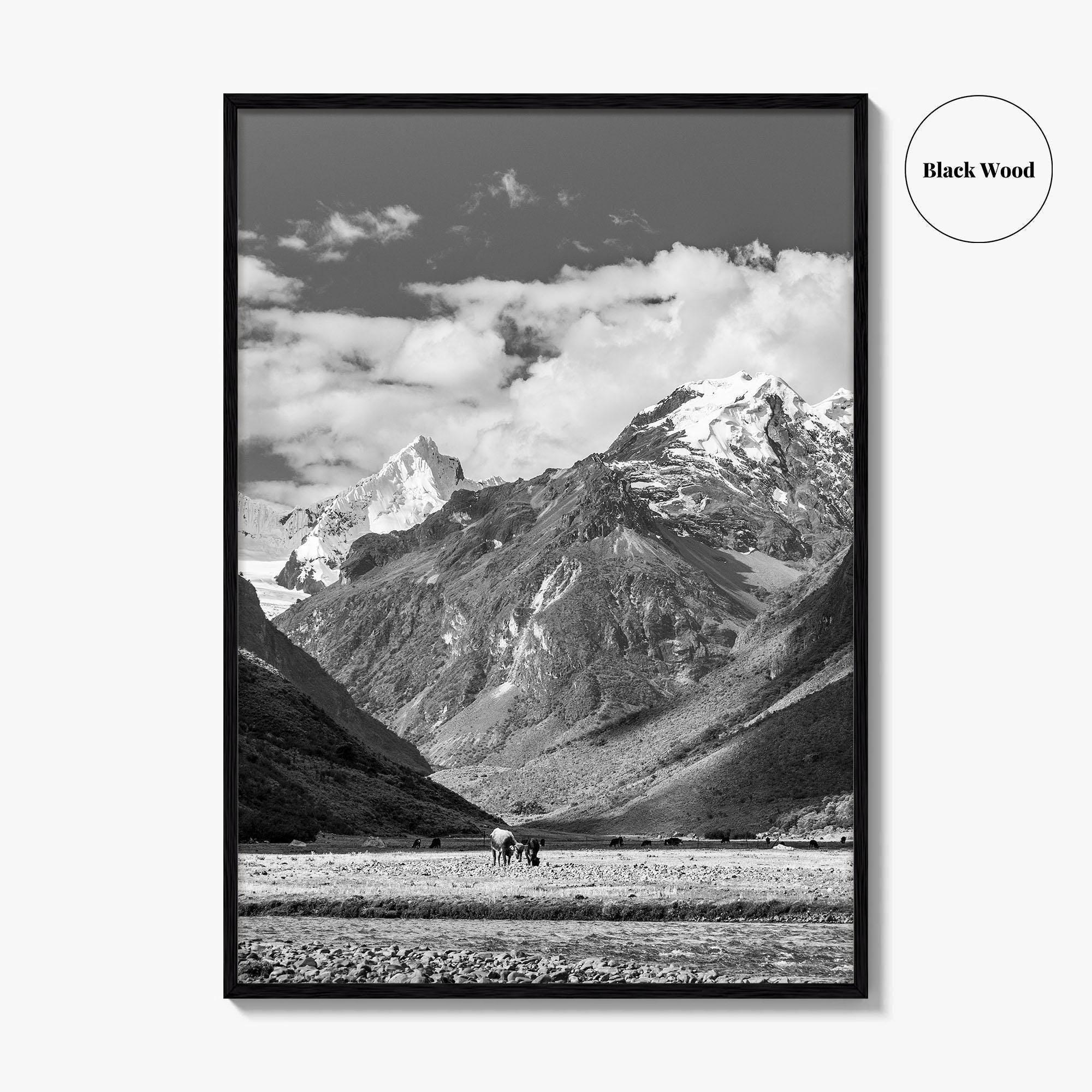 Peru Black and White Fine Art Photo Print, Andes Mountains, Cordillera Blanca Wall Poster