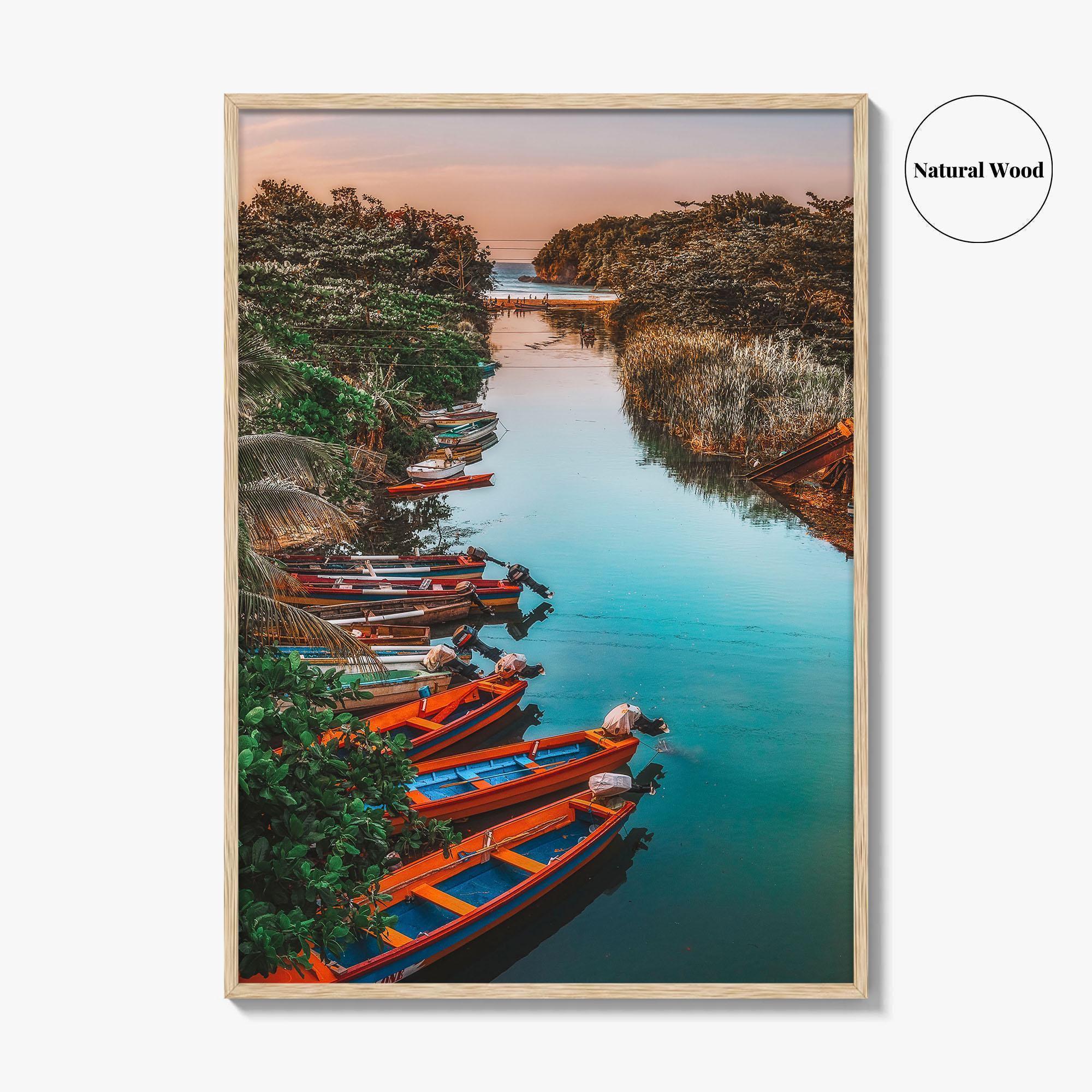 Jamaica Fine Art Photo Print, White River Boats, St Ann, Ocho Rios Wall Poster