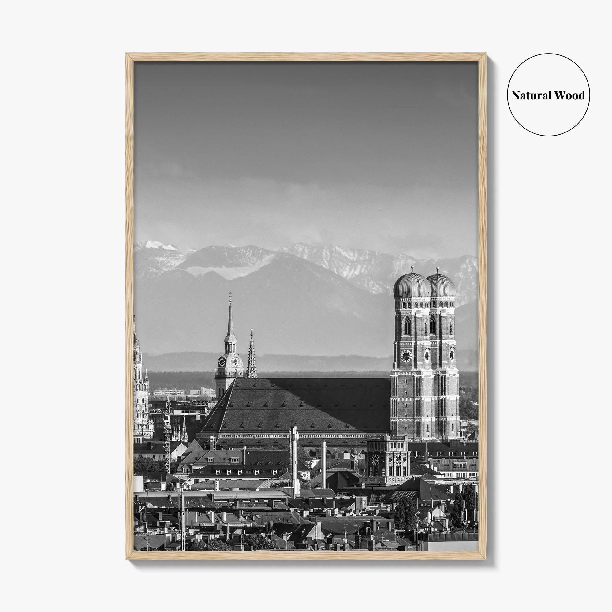 Munich Black and White Fine Art Photo Print, Bavaria Germany Wall Decor Poster