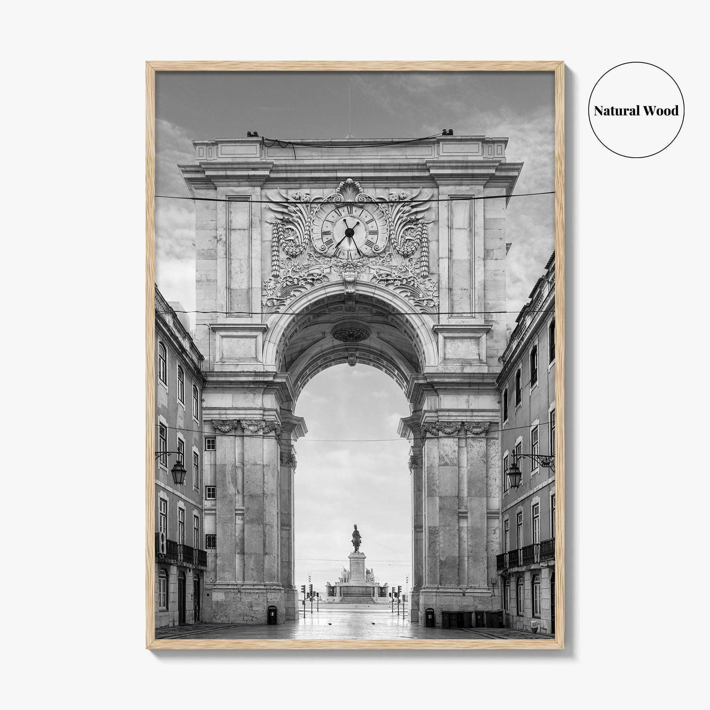 Lisbon Black and White Fine Art Photo Print, Praca do Comercio Poster, Portugal
