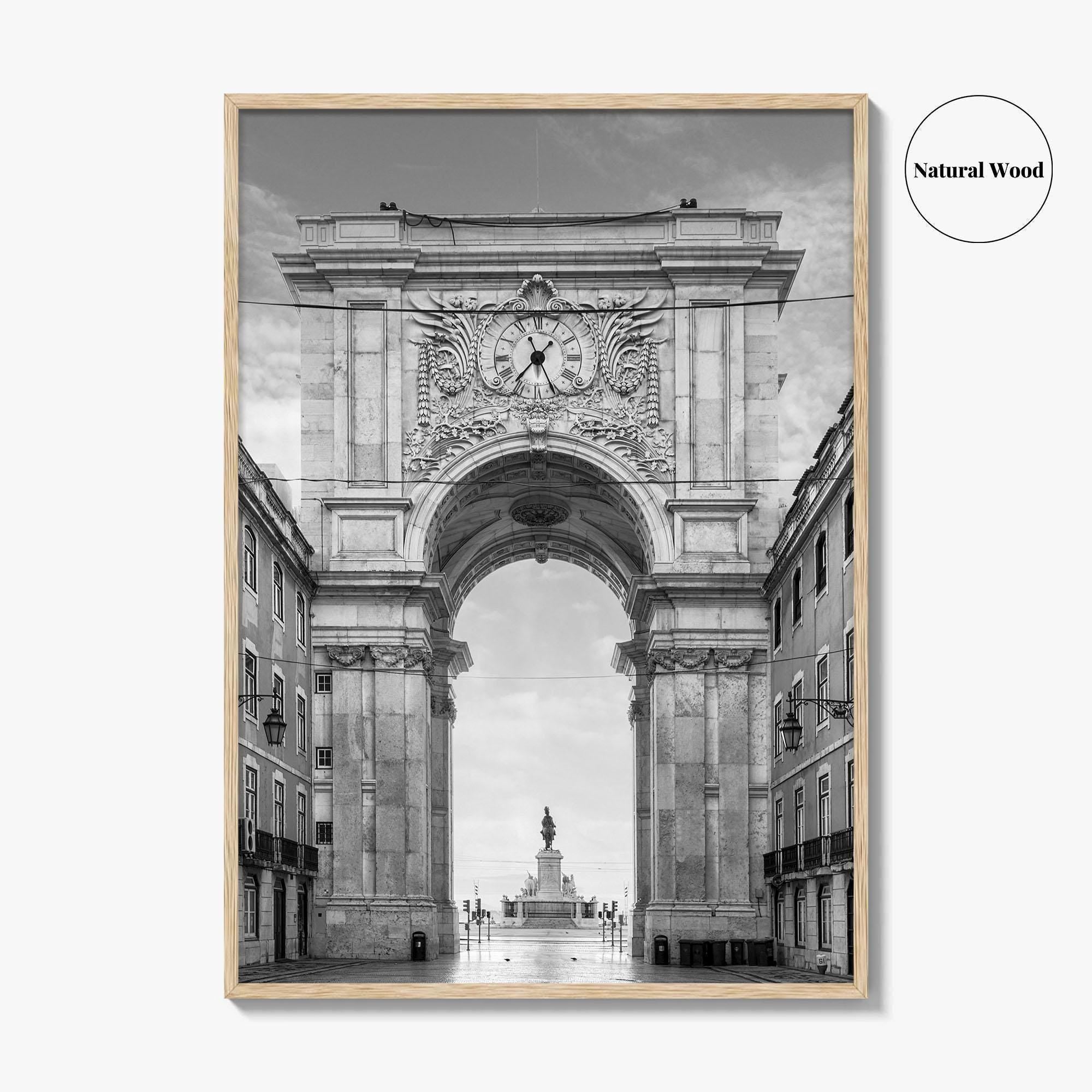 Lisbon Black and White Fine Art Photo Print, Praca do Comercio Poster, Portugal