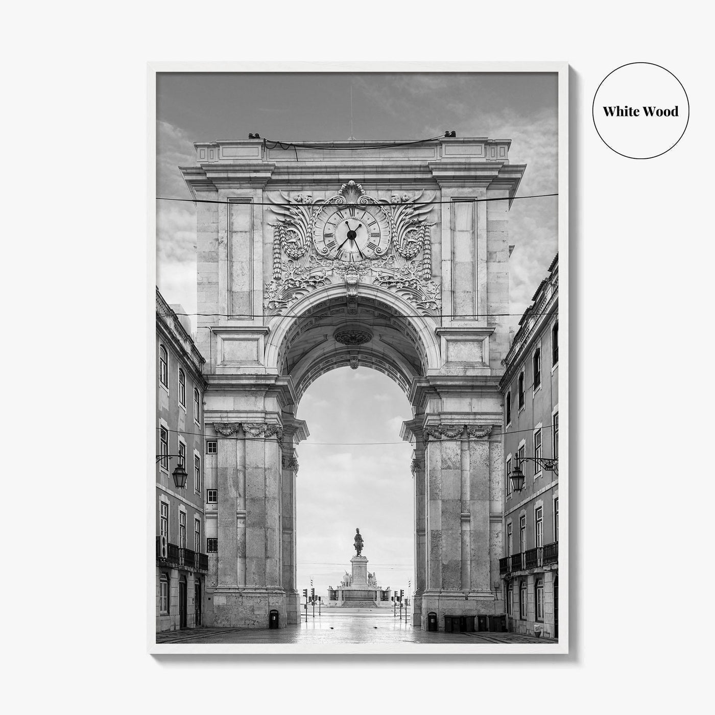 Lisbon Black and White Fine Art Photo Print, Praca do Comercio Poster, Portugal