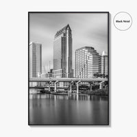 Tampa Skyline Black and White Fine Art Photo Print, Downtown, Florida, Hillsborough River, Poster