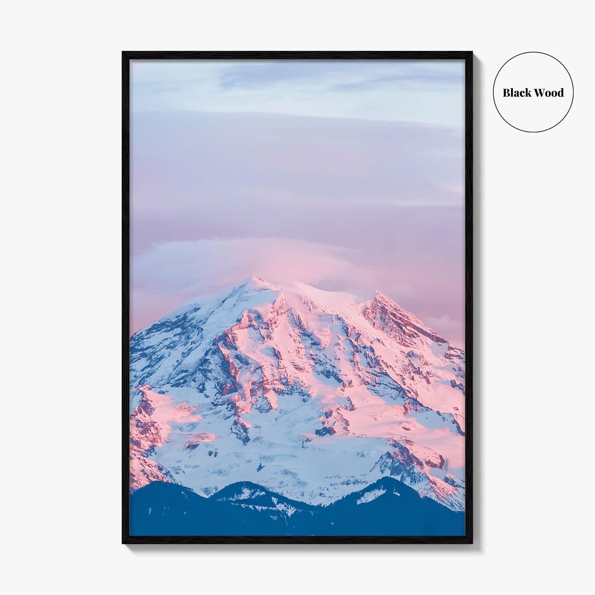 Mount Rainier Pink Fine Art Photo Print, Washington State Poster, Cascade Range USA
