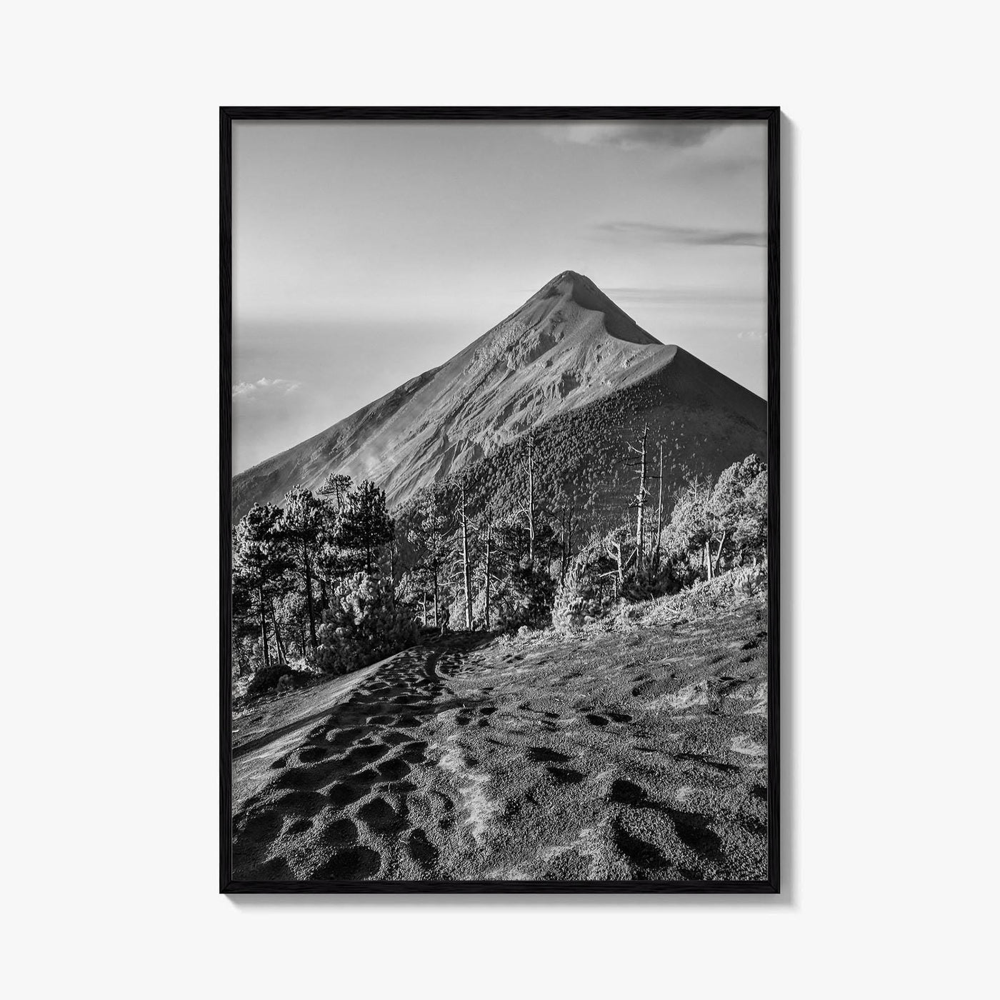 Guatemala Black and White Fine Art Photo Print, Fuego Volcano, Central America Poster