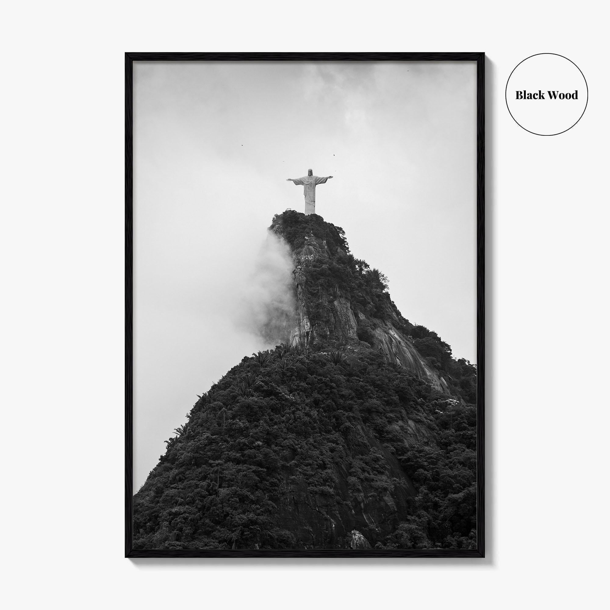 Rio de Janeiro Black and White Fine Art Photo Print, Christ the Redeemer Brazil Poster