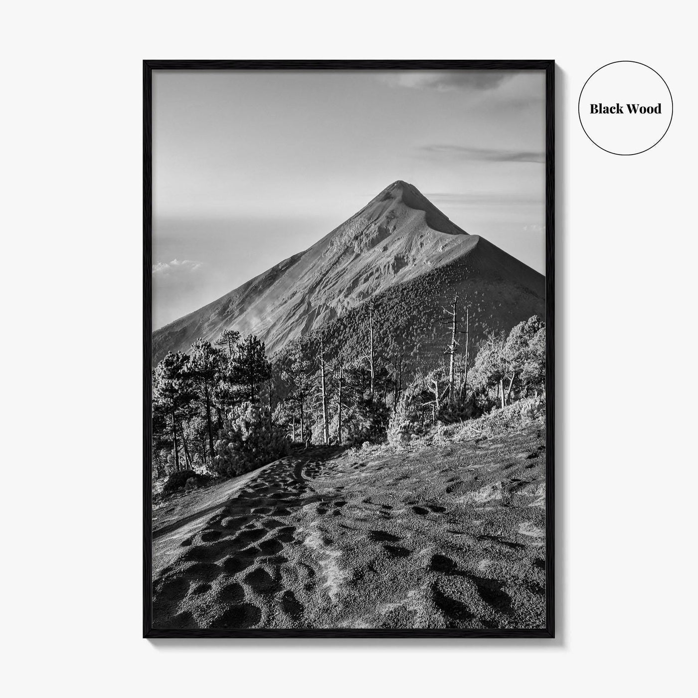 Guatemala Black and White Fine Art Photo Print, Fuego Volcano, Central America Poster