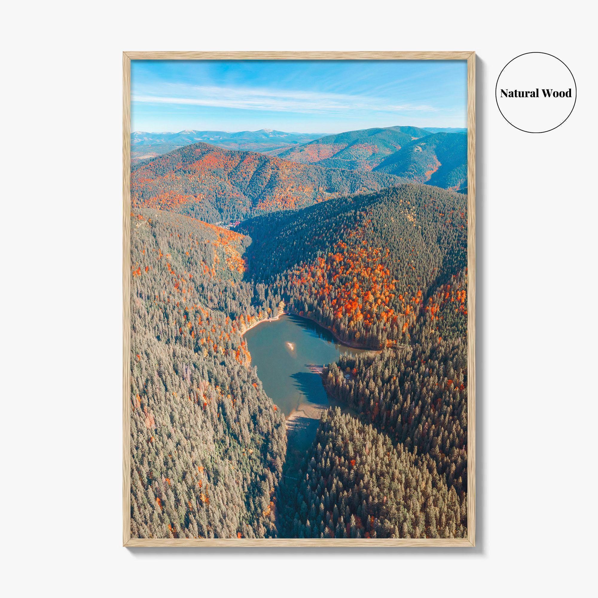 Synevyr Lake Fine Art Photo Print, Carpathian Mountains, Ukraine Wall Decor Poster, Aerial Landscape
